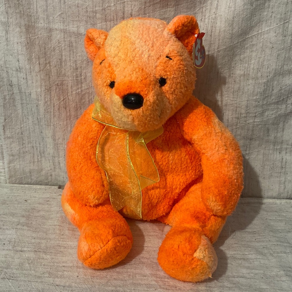 2001 Ty Beanie BUDDY Plush TANGERINE Bear (terry cloth) ~ Brand New w/tag